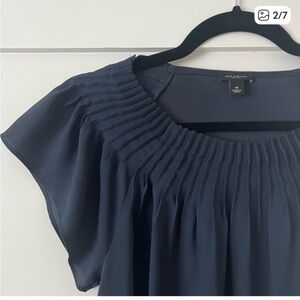 Ann Taylor Midnight Blue Pleated Blouse